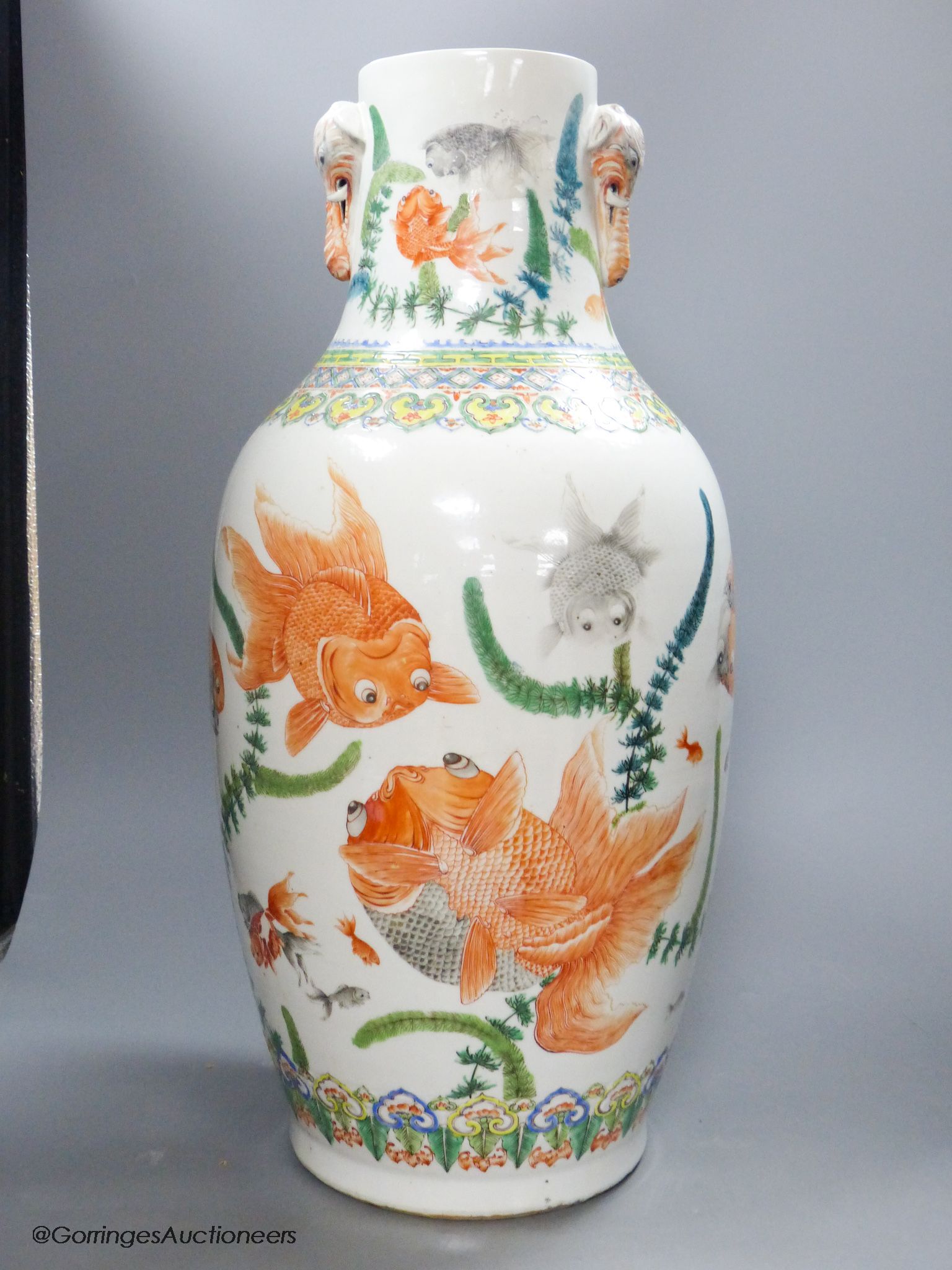 An early 20th century Chinese 'goldfish' vase, height 53cm - Image 3 of 4