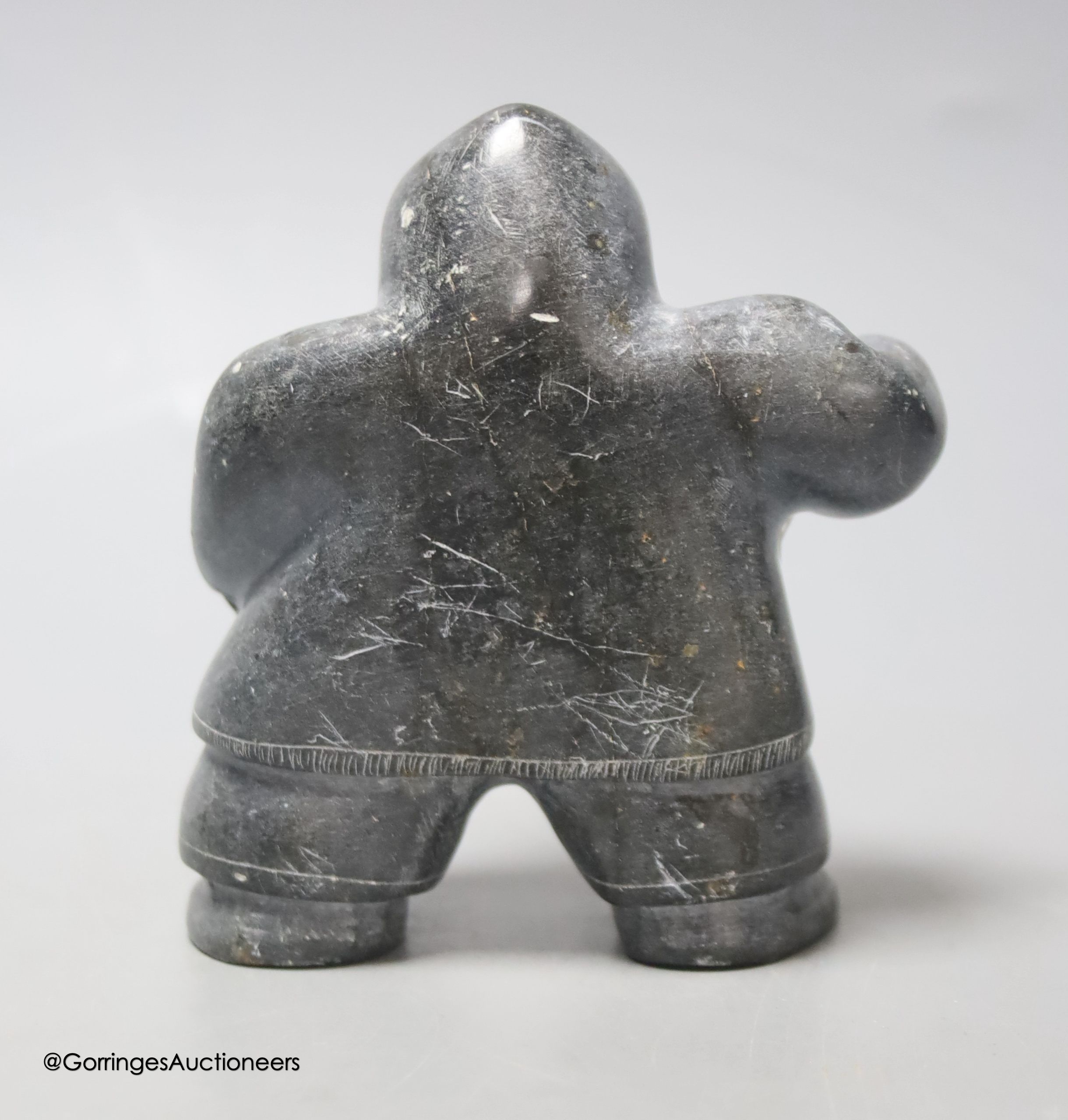 A carved stone inuit eskimo fisherman, height 11cm - Image 2 of 3