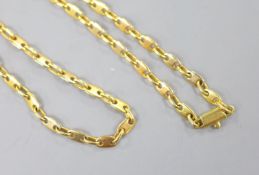 An 18ct (750) yellow gold fancy link neck chain, 22.7g, 60cm.