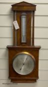A 1930's mahogany aneroid barometer, height 72cm