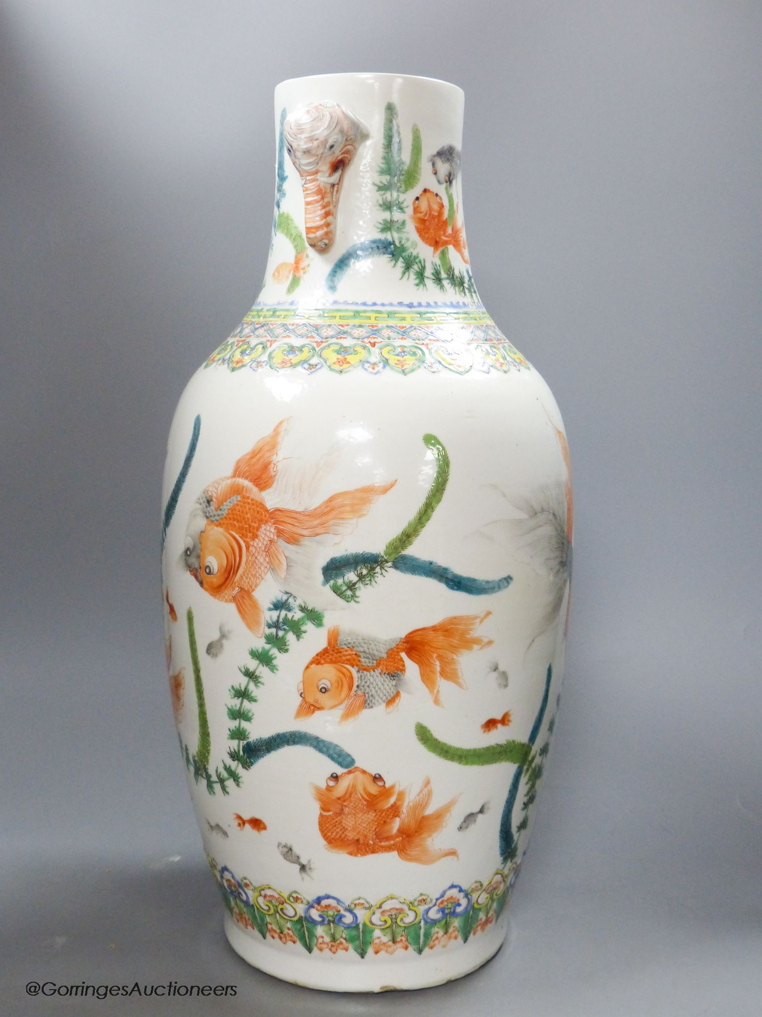 An early 20th century Chinese 'goldfish' vase, height 53cm - Image 2 of 4