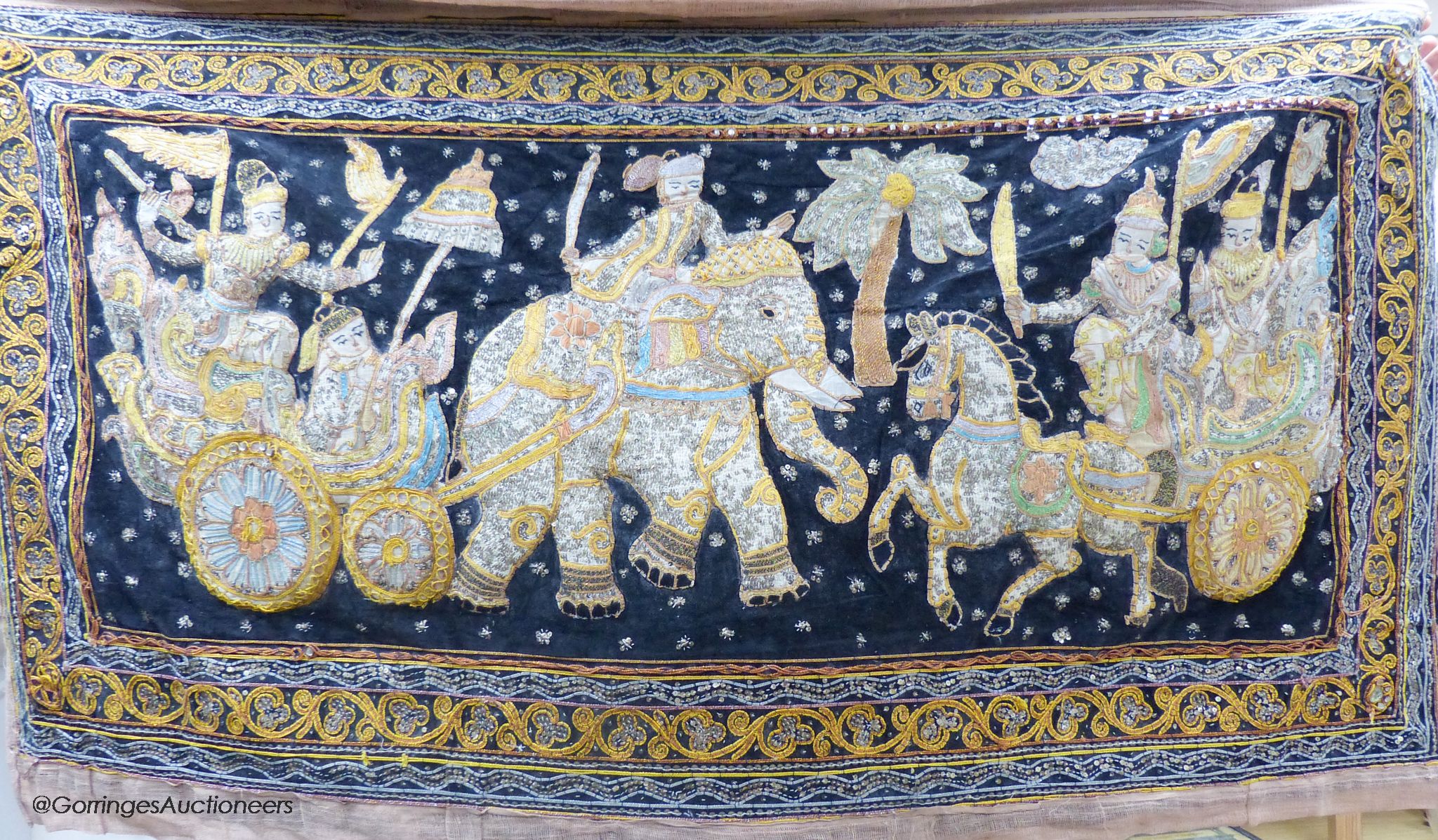 A large 20th century Indian embroidered panel