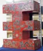 An Oriental painted papier mache stand
