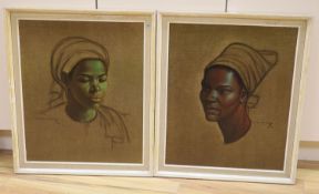 After Vladimir Tretchikoff (Russian, 1913-2006), pair of colour prints, Portraits of African women,