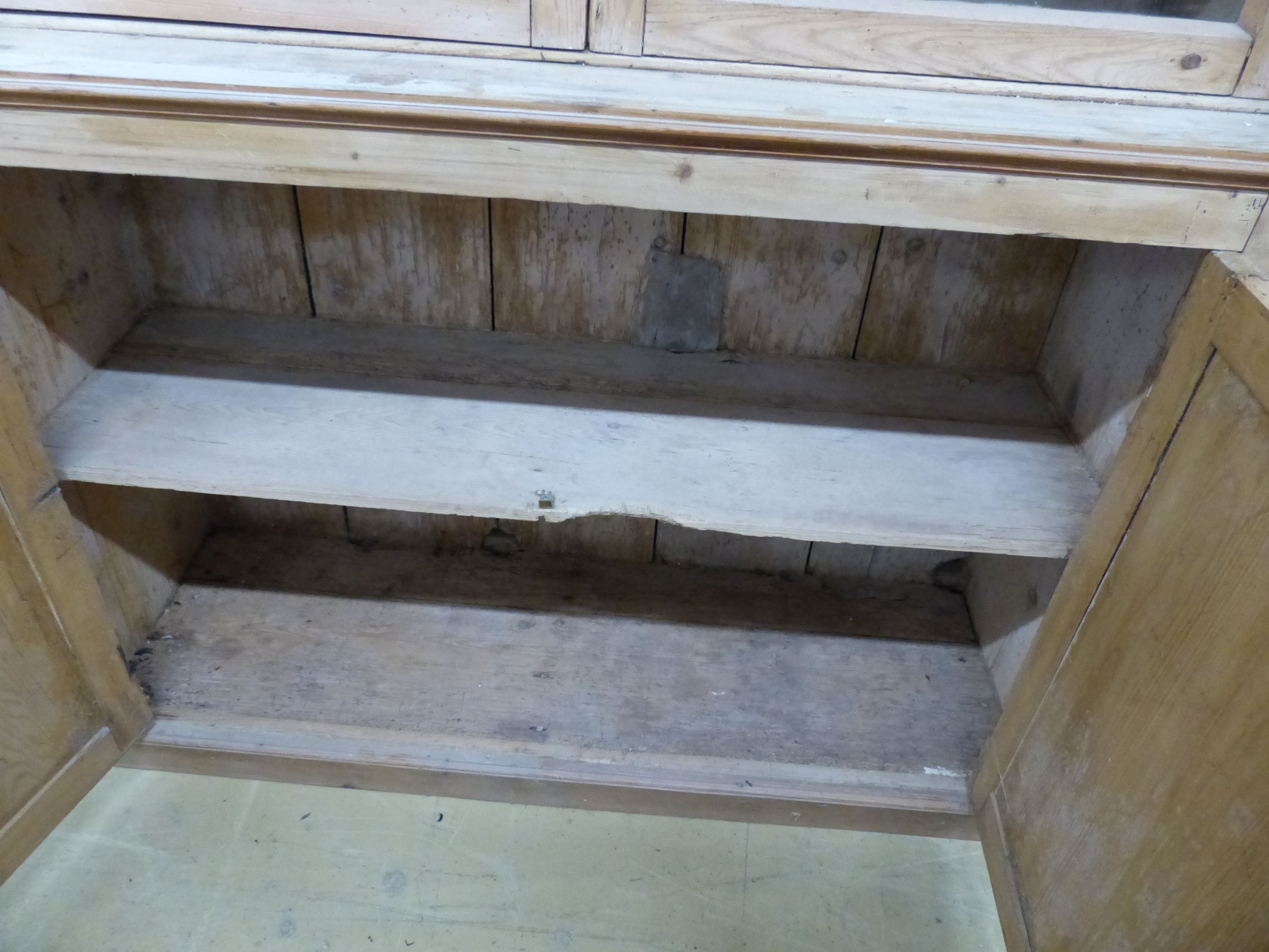 A Victorian pine kitchen cabinet, width 117cm, height 184cm - Image 3 of 3