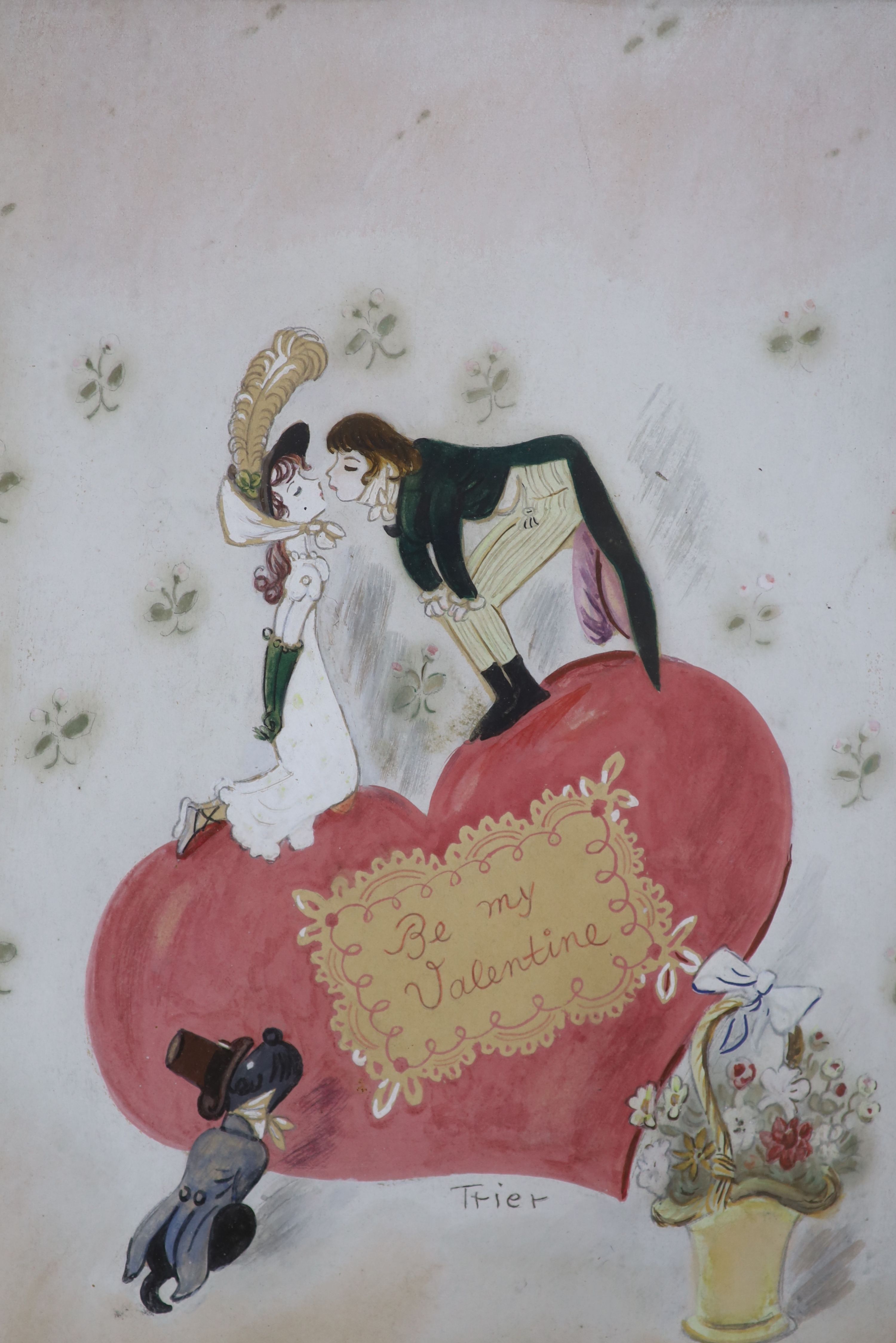 Walter Trier (1890-1951), watercolour and gouache, 'Be My Valentine', signed, 27 x 19cm