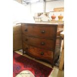 A Regency mahogany bow fronted chest, width 96cm, depth 54cm, height 90cm