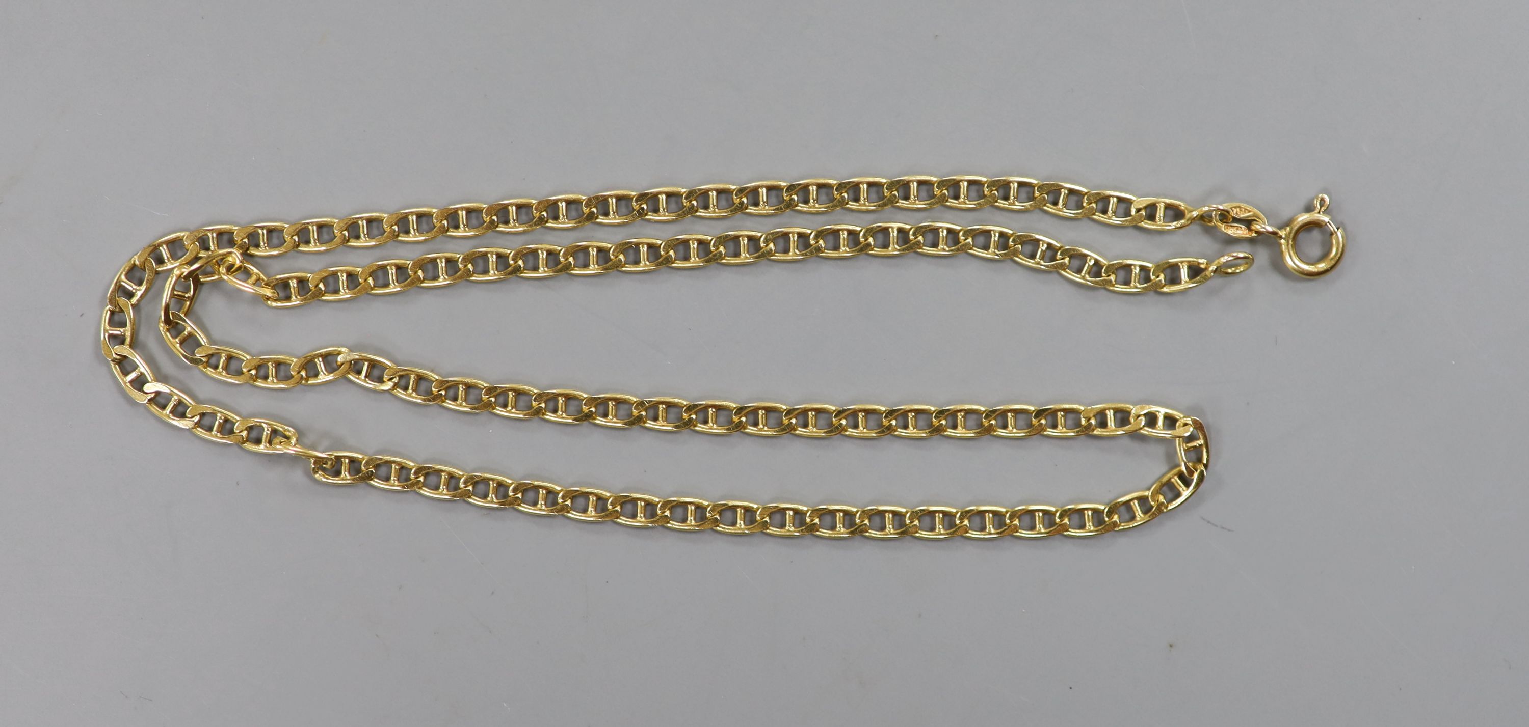 An 18ct gold oval link necklace, 40cm, 9 grams. - Image 3 of 3