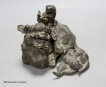 A Chinese bronze lion dog, height 12cm