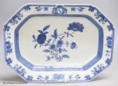 A 19th century Chinese export blue and white plate, 38cm