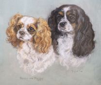 Marjorie Cox (British, 1915-2003) ‘Poppy & Polly’, Study of two Cavalier King Charles Spaniels,