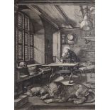 After Albrecht Durer, engraving, St Jerome in his study, 24.2 x 18.5cm, Collector’s stamp in red