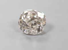 An unmounted cushion cut diamond, weighing approximately 1.10ct,colour and clarity approximately