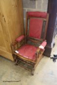 A late 19th century American mahogany rocking chair