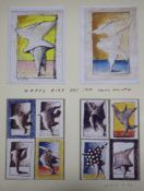 Patrick Conrad (1945-), four watercolours, 'Happy Bird Day', signed and inscribed 'To Tom', each 13