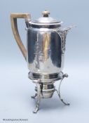 A George III silver biggin pot, on stand with burner, Robert & Samuel Hennell, London, 1808,