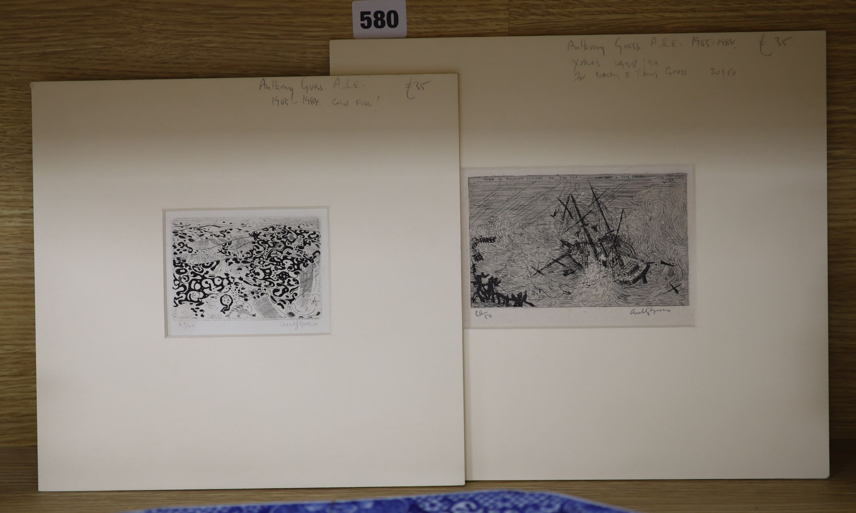 Anthony Gross (1905-1984), two etchings, ‘Think of the poor sailors on the sea, Xmas 1938’ & ‘Cold