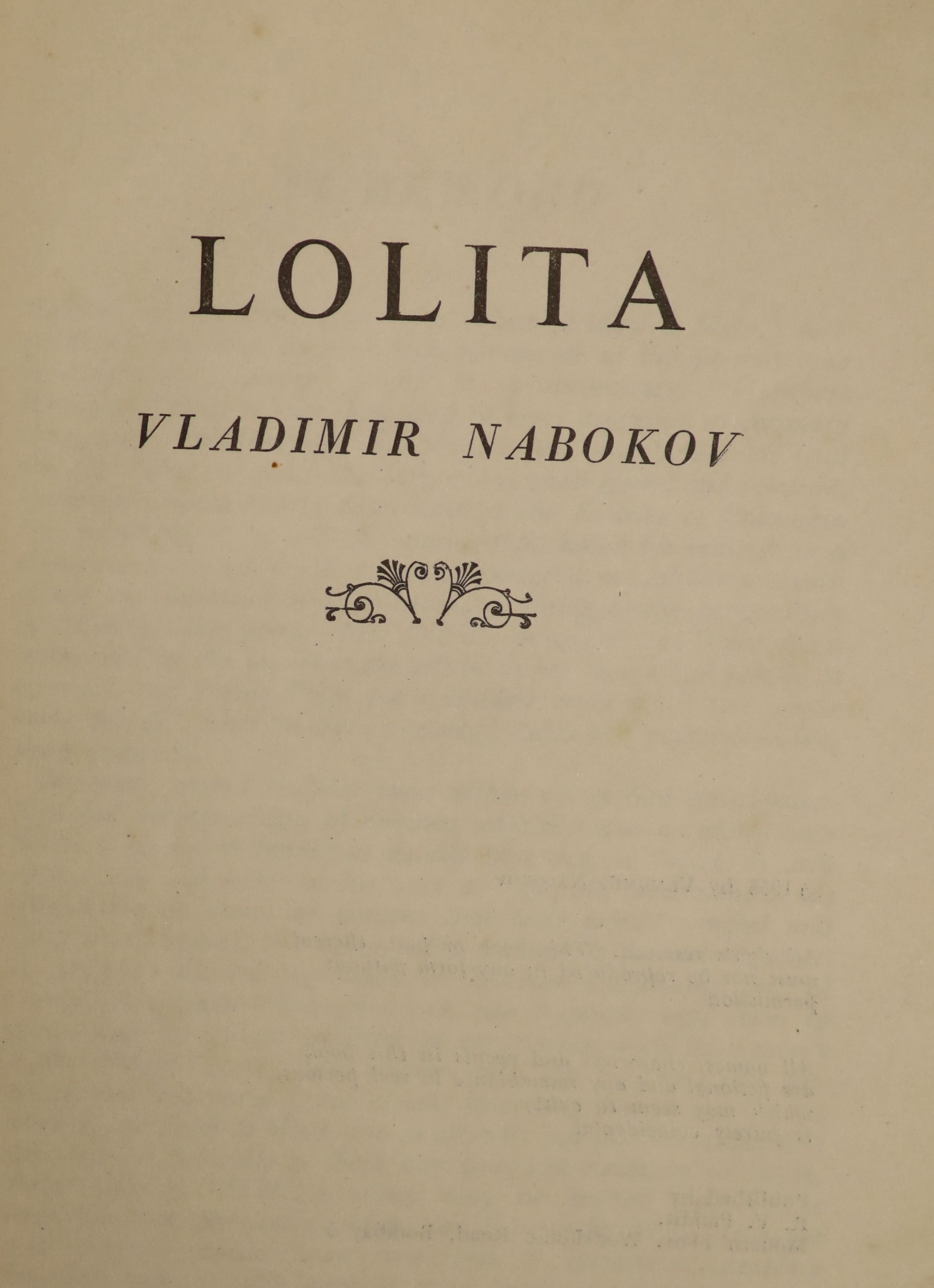 ° Nabokov, Vladimir - Lolita, 1st Indian edition, 8vo, cloth, R. V. Pandit, Bombay, 1955 - Image 2 of 3