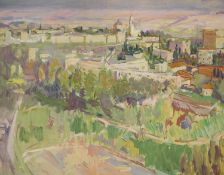 David Graham (1926-), oil on canvas, The Old City, Jerusalem, signed and dated 1982 verso, 51 x