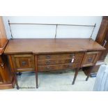 An Edwardian satinwood banded mahogany break front sideboard, W-169, D-50, H-126.