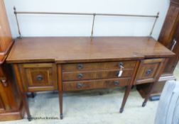 An Edwardian satinwood banded mahogany break front sideboard, W-169, D-50, H-126.