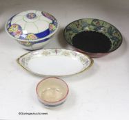 Three Scottish art pottery bowls, two signed Bough, one signed Mak Merry, and a Scottish decorated