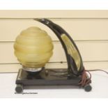 An Art Deco style horn desk lamp