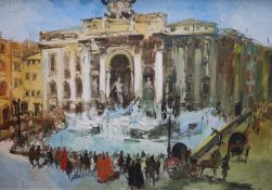 Percival, oil on canvas board, View of the Trevi Fountain, Rome, signed, 67 x 97cm