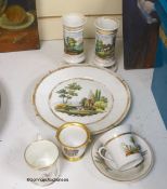 A 19th century Paris porcelain table ware, including a pair of spill vases, 15cm