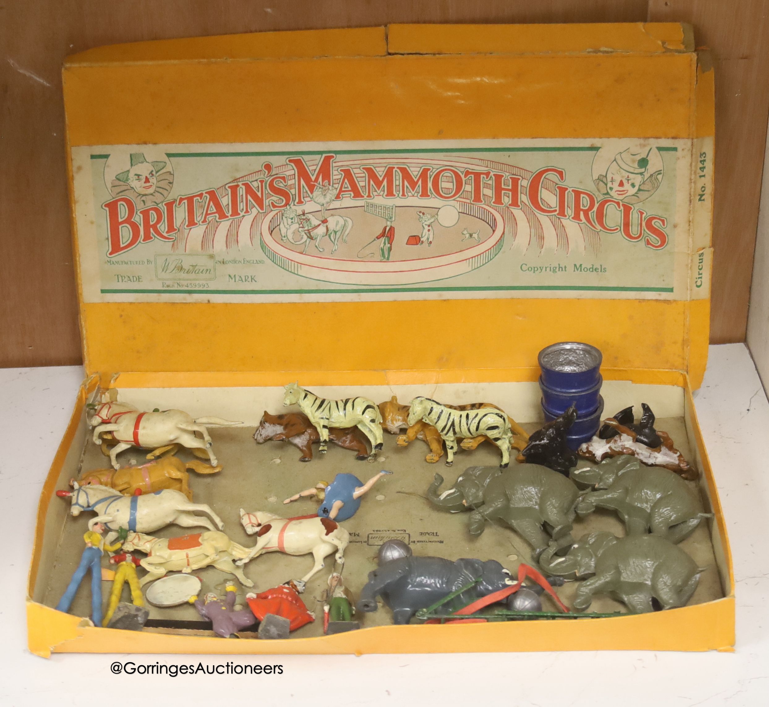 A Britain's Set 1443 Mammoth Circus, 1936-41, in original box and further related items