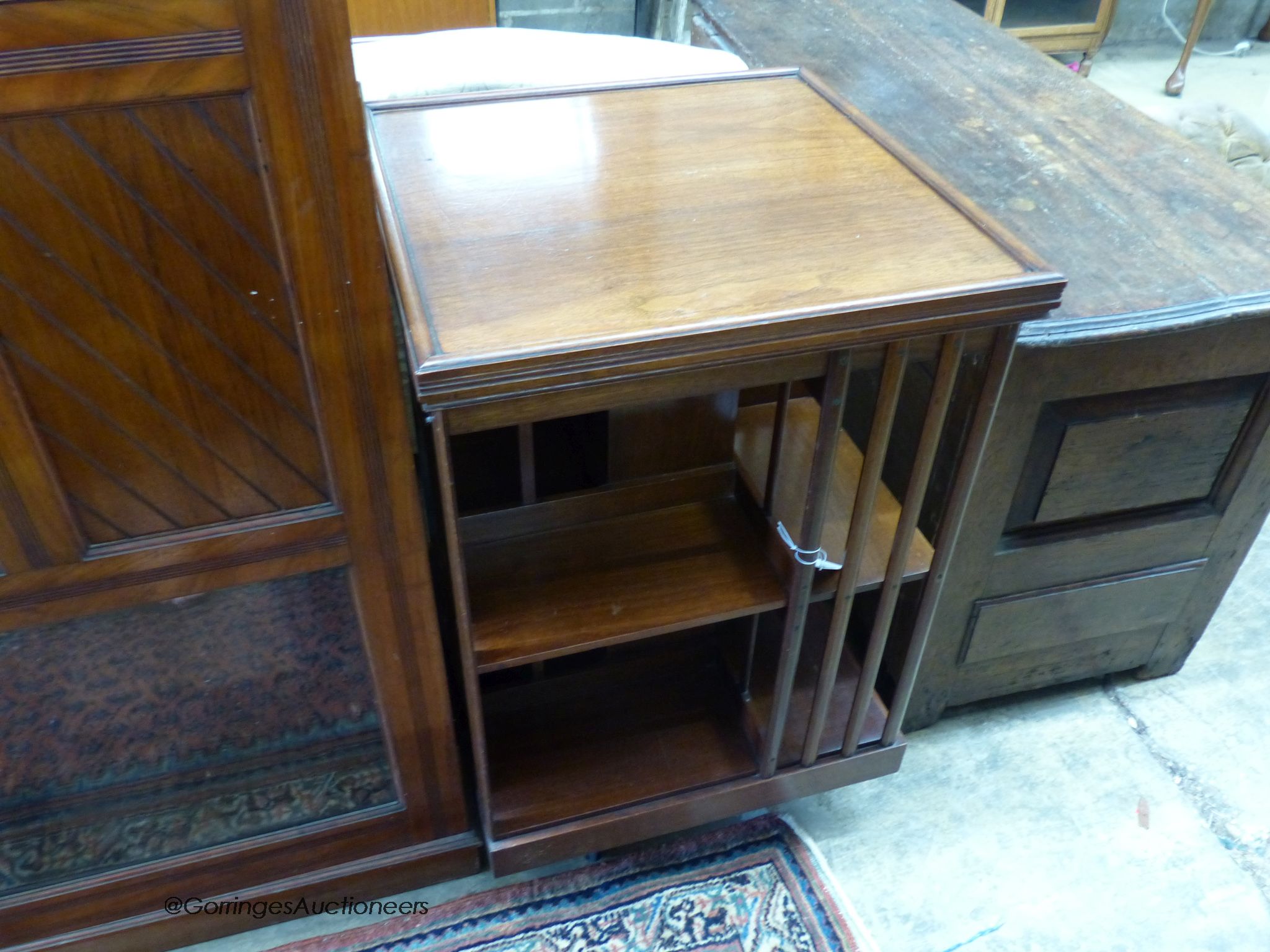 An Edwardian walnut revolving bookcase, length 53cm, height 81cm - Image 2 of 2