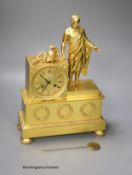 A French Empire style ormolu mantel clock, c.1820, countwheel striking on a bell, height 32cm