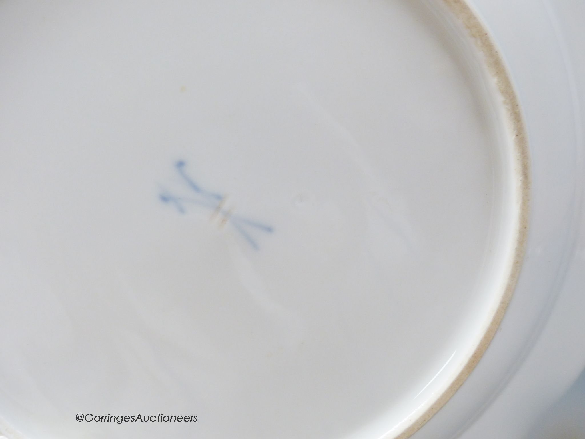 A set of six Meissen dessert dishes, painted with birds,factory seconds, 25.5cm diameter - Image 8 of 8