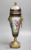 A 19th century Sevres style ormolu mounted porcelain jar and cover, 46cm