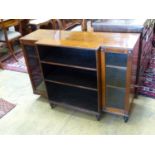 A Regency style mahogany and satinwood dwarf breakfront bookcase, width 112cm, depth 42cm, height