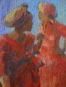 Em Isaacson, pastel on paper, 'Leaving the Market', signed, 2005 Boundary Gallery label verso, 64 x