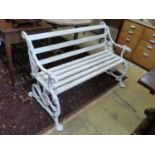 A Victorian style painted cast aluminium slatted garden bench, (Bramley) Colebrook style, length