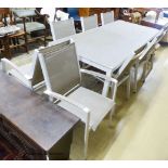 A modern Westminster Furniture aluminium and glass rectangular garden table, width 220cm, depth