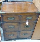 A military style hinged top two drawer side cabinet