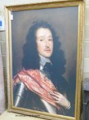 A large coloured print of Richard Lovelace, W-100cm, H-150cm