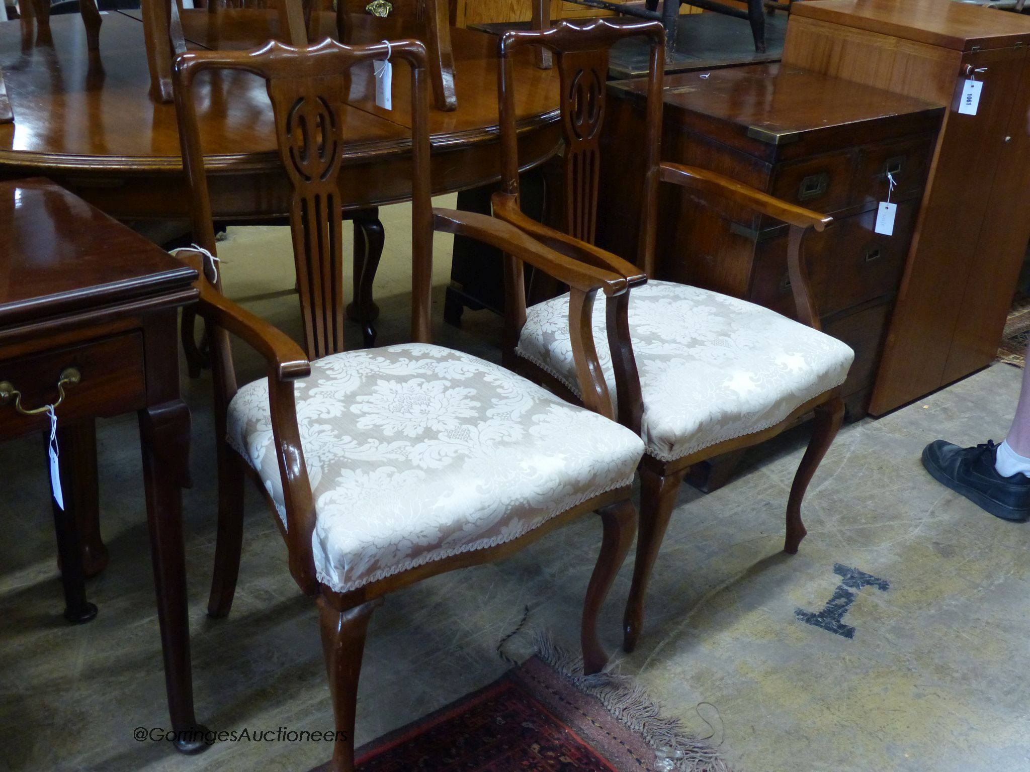 A set of eight Edwardian mahogany dining chairs (two with arms) - Image 2 of 2