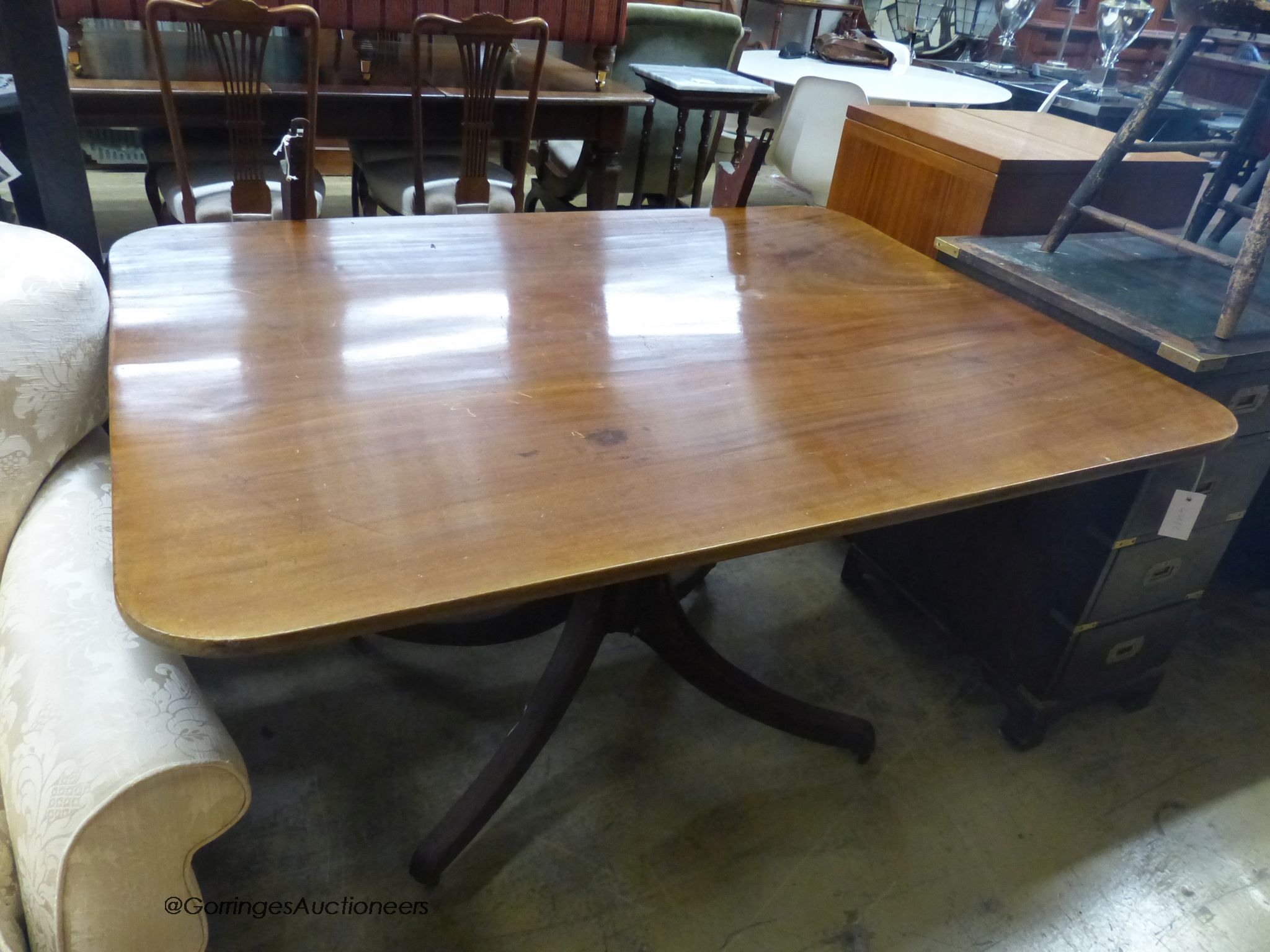 A Regency mahogany breakfast table, W-132, D-98, H-73. - Image 2 of 3