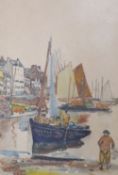 Martin Monnickendam (1874-1943), watercolour, Canal scene, signed and dated 1926, 37 x 25cm.