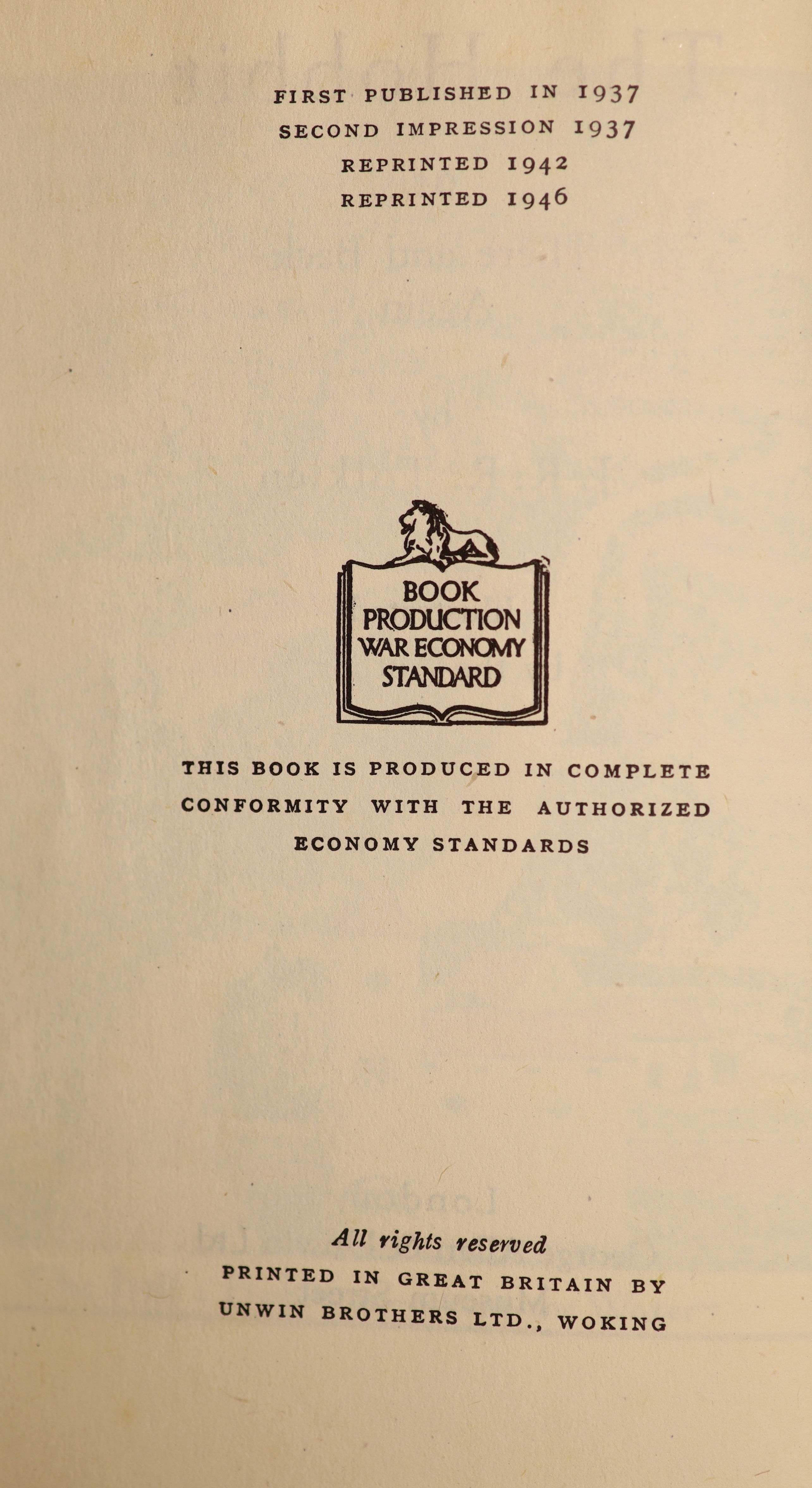 ° Tolkien, John, Ronald, Reuel - The Hobbit, 1st edition, 4th and last impression of the first - Image 4 of 4