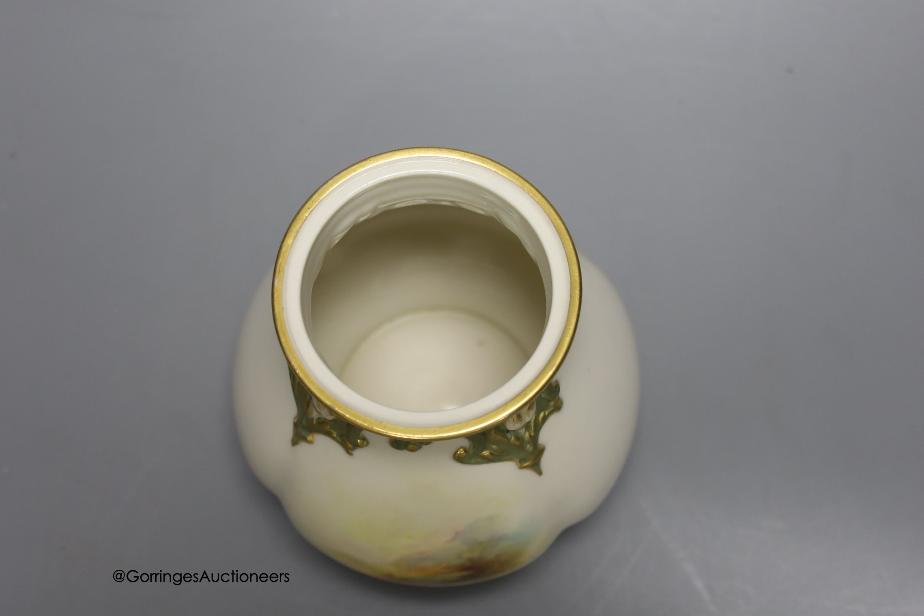 A Royal Worcester vase, painted with Highland sheep, signed E. Barker, 11cm - Image 3 of 4