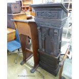 A Victorian carved oak lecturn, H-143 together with one other.