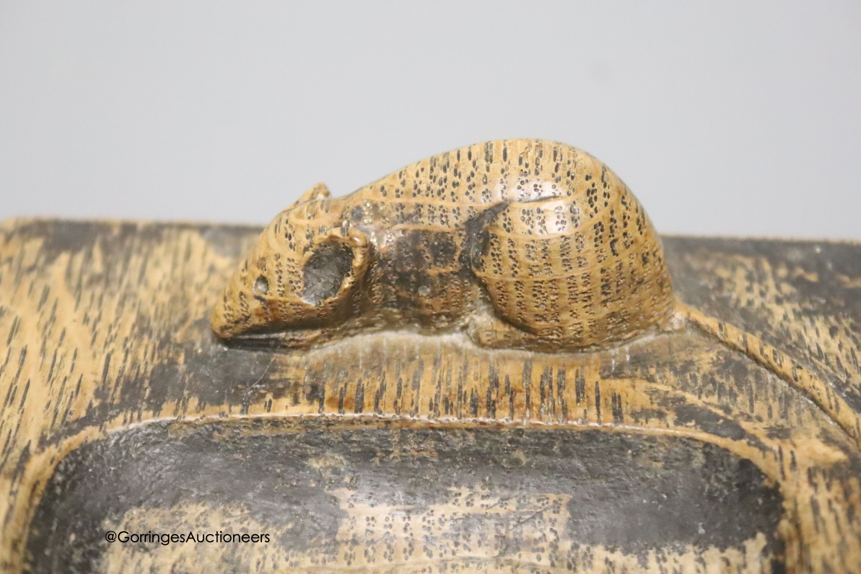 Two Mouseman carved oak ashtrays, largest 10cm - Image 3 of 3