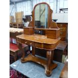 A Victorian satin walnut Duchess dressing table, width 89cm, depth 44cm, height 130cm