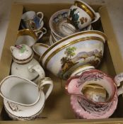 A French porcelain part tea set and other china, some damage