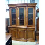 A Victorian style mahogany breakfront library bookcase, length 164cm, depth 48cm, height 218cm